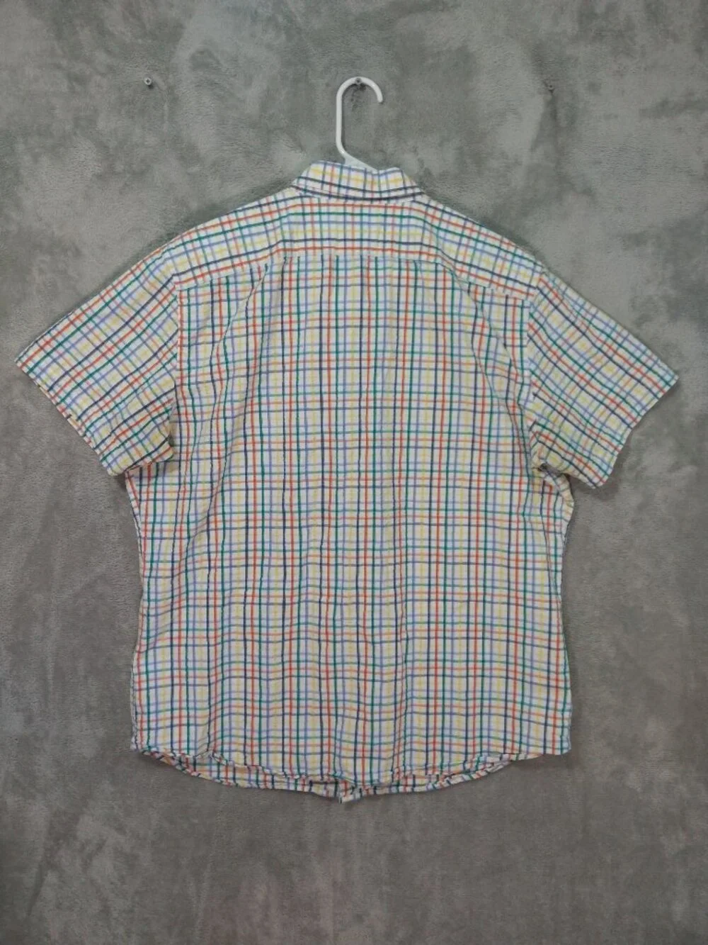 Banana Republic Shirt Mens XL Plaid Seersucker Short Sleeve Button Down Cotton